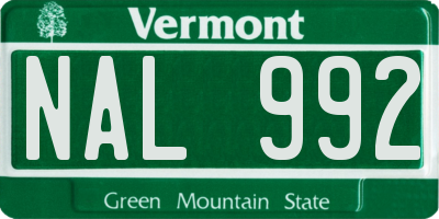 VT license plate NAL992