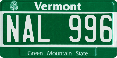 VT license plate NAL996