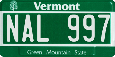 VT license plate NAL997