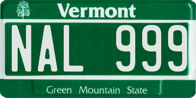 VT license plate NAL999