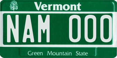 VT license plate NAM000