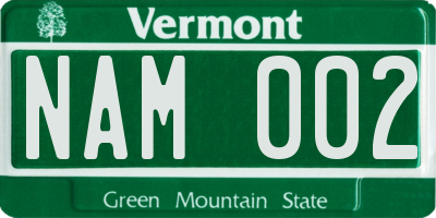 VT license plate NAM002