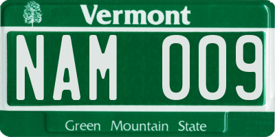 VT license plate NAM009