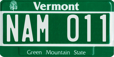 VT license plate NAM011