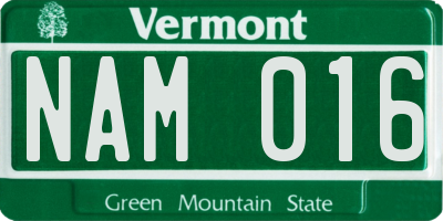VT license plate NAM016