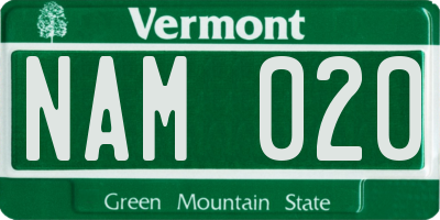 VT license plate NAM020
