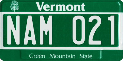 VT license plate NAM021