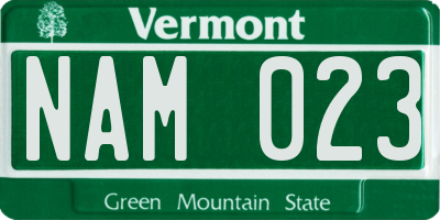 VT license plate NAM023