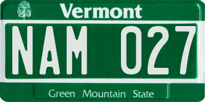VT license plate NAM027