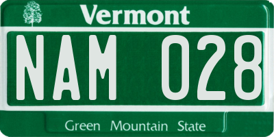 VT license plate NAM028