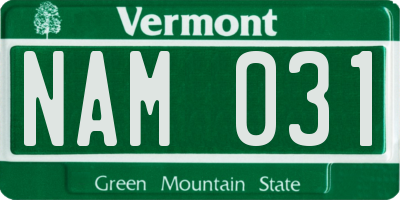 VT license plate NAM031
