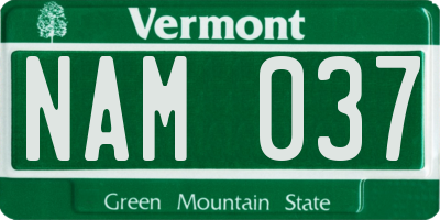 VT license plate NAM037