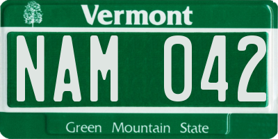 VT license plate NAM042