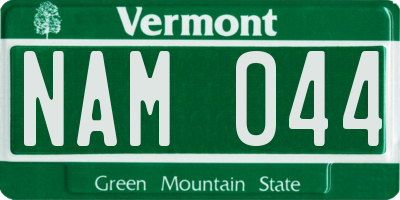 VT license plate NAM044