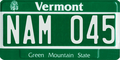 VT license plate NAM045