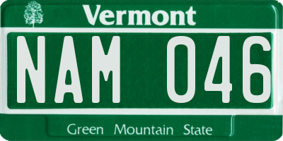 VT license plate NAM046