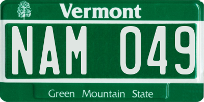 VT license plate NAM049