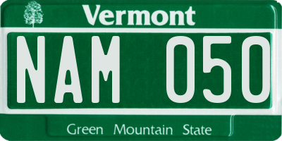 VT license plate NAM050