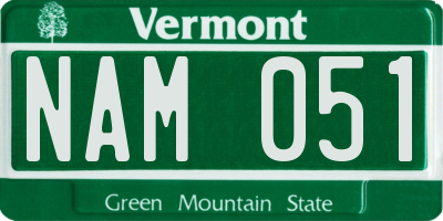 VT license plate NAM051