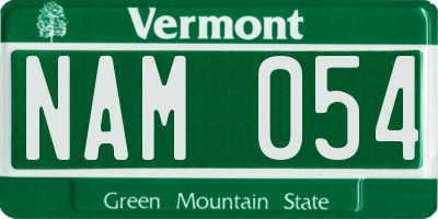 VT license plate NAM054