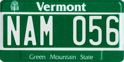 VT license plate NAM056