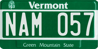 VT license plate NAM057