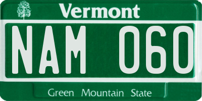VT license plate NAM060
