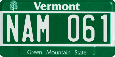 VT license plate NAM061