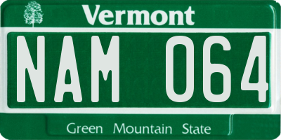 VT license plate NAM064