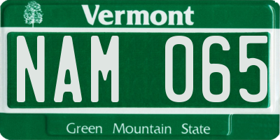 VT license plate NAM065