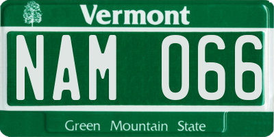 VT license plate NAM066