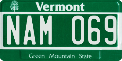VT license plate NAM069