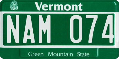 VT license plate NAM074