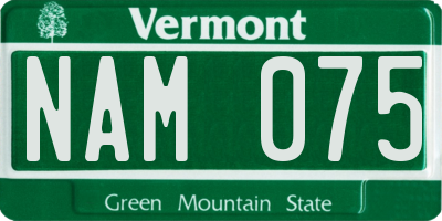 VT license plate NAM075