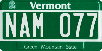 VT license plate NAM077