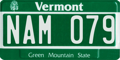 VT license plate NAM079