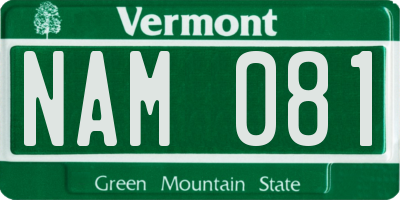 VT license plate NAM081