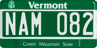 VT license plate NAM082