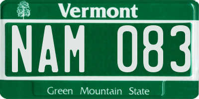 VT license plate NAM083