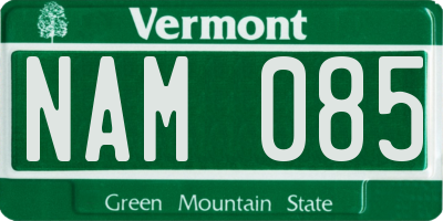 VT license plate NAM085