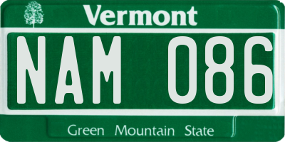 VT license plate NAM086