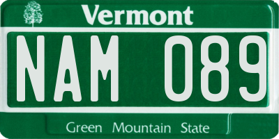 VT license plate NAM089
