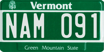 VT license plate NAM091