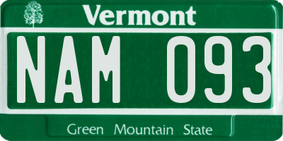 VT license plate NAM093