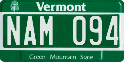 VT license plate NAM094