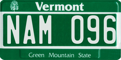 VT license plate NAM096