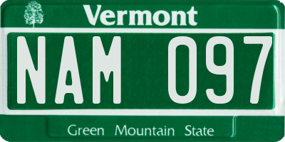 VT license plate NAM097