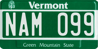 VT license plate NAM099