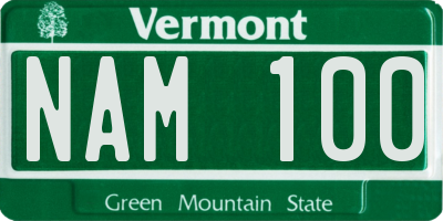 VT license plate NAM100