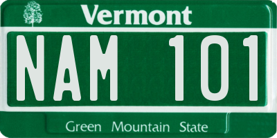 VT license plate NAM101